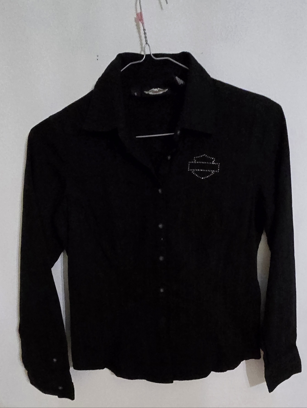 Harley-Davidson Black Long Sleeve Button-Up Shirt with Stud Emblem